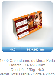 Calendário de Mesa com porta-caneta