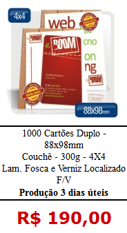 CARTÕES DUPLO FOSCO VERNIZ LOCALIZADO